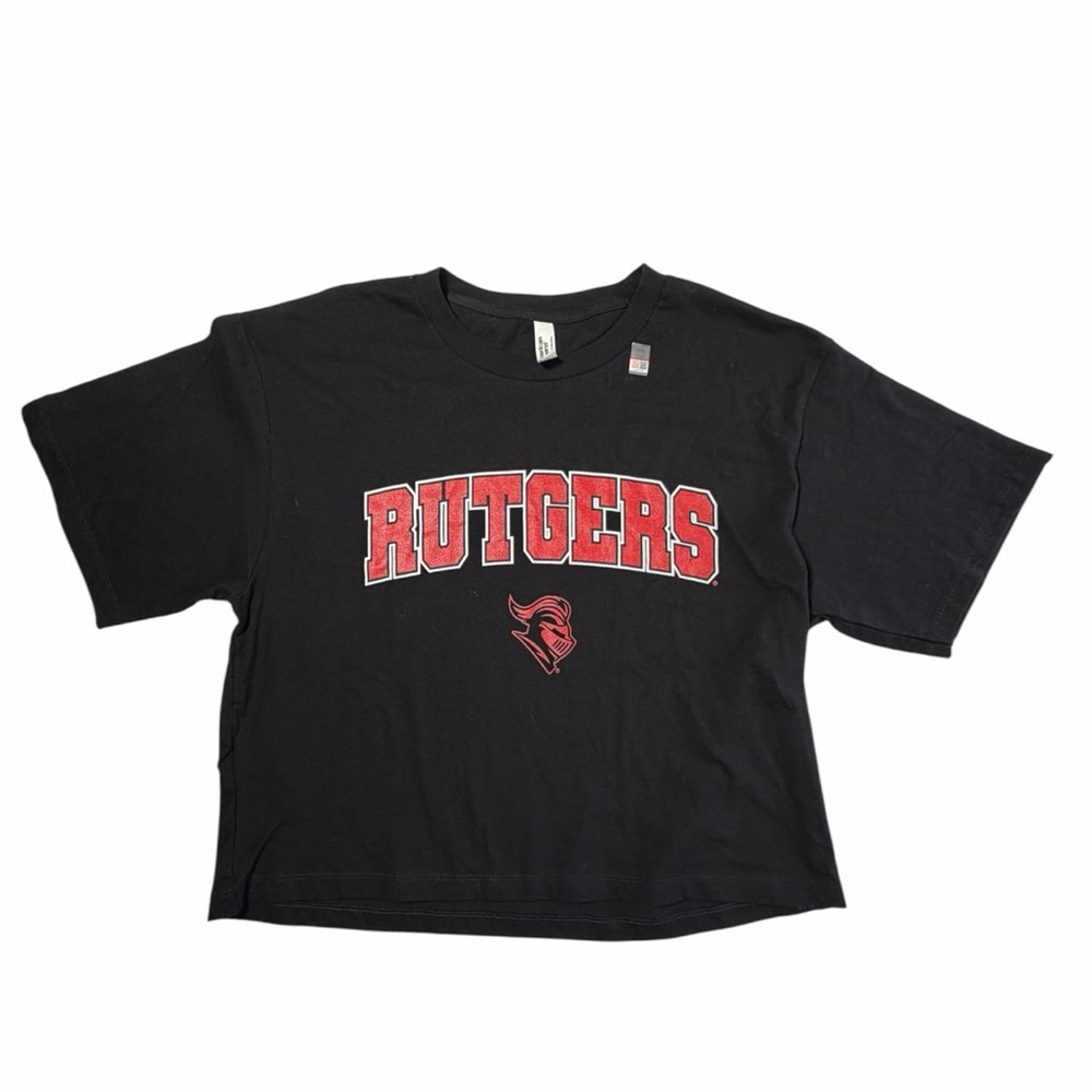 Rutgers University American Apparel Crop Top T-Shirt Size Large Black